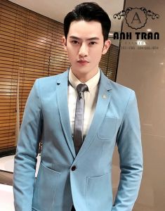 Áo Vest Dạ Slim Chất nhung xước nhẹ xanh dương